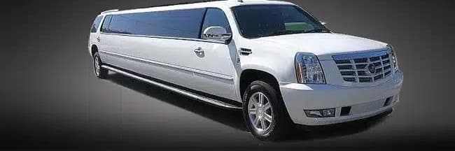White Cadillac Escalade stretch SUV limousine